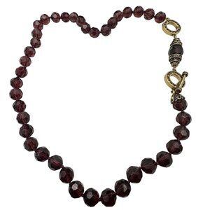 Heidi Daus Multicolor Crystal Purple Glass Bronze Toggle 24 Inch Necklace